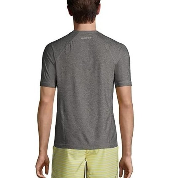 NWT Lands' End Men's Crew Neck Short Sleeve Rash Guard Gray UPF 50 XL $60 DD788 - Picture 3 of 5